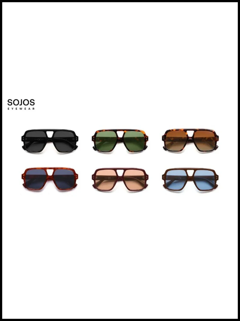 Retro Square Polarized Aviator Sunglasses UV400 Protection